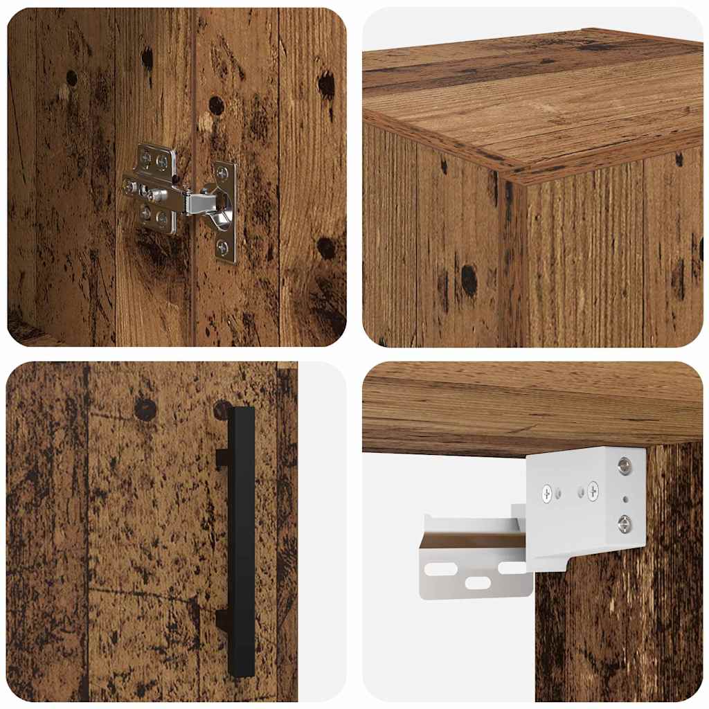 Wandschrank Altholz 34,5 x 34 x 90 cm Engineered Wood und Glas