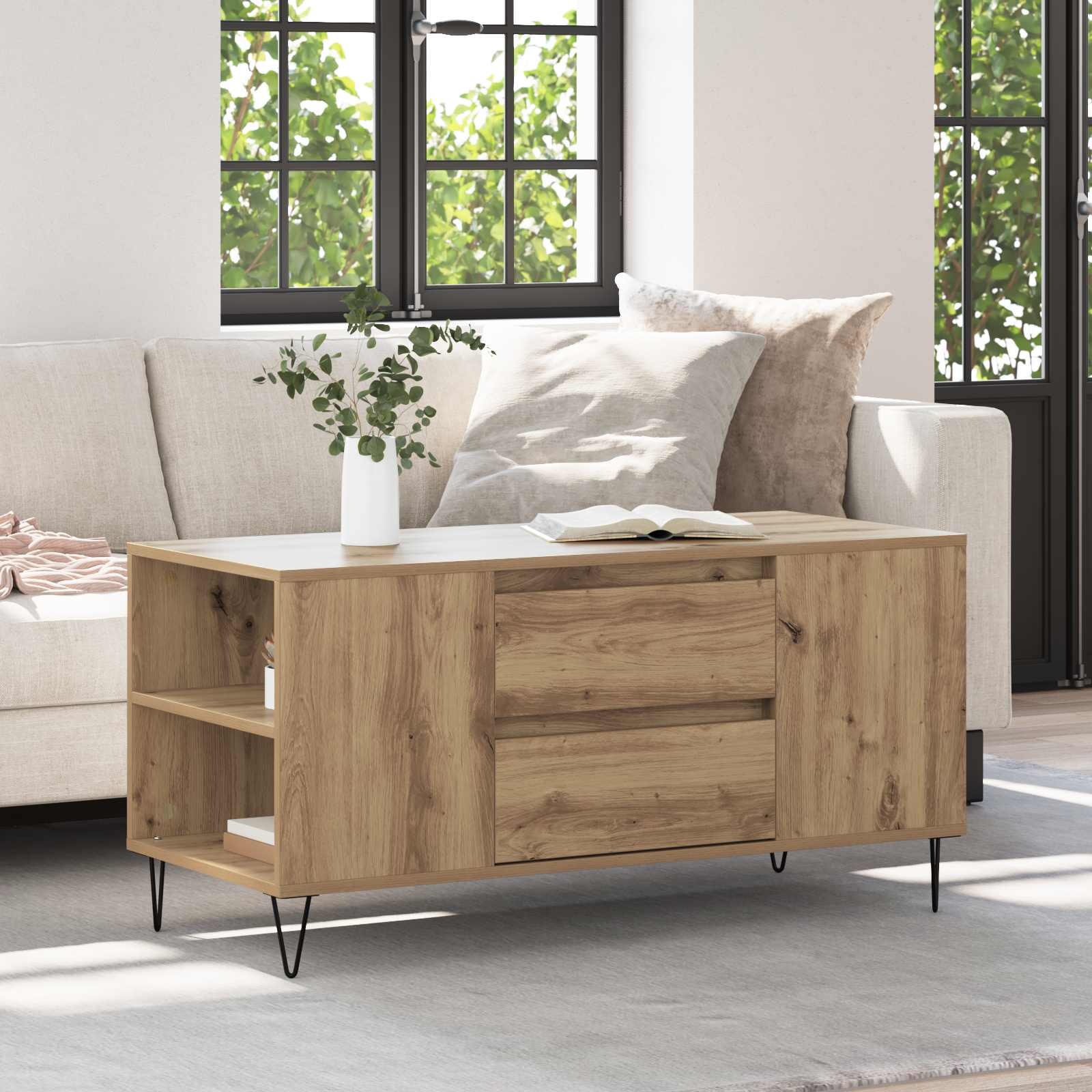 Couchtisch Artisan-Eiche 102 x 44,5 x 50 cm Holzwerkstoff