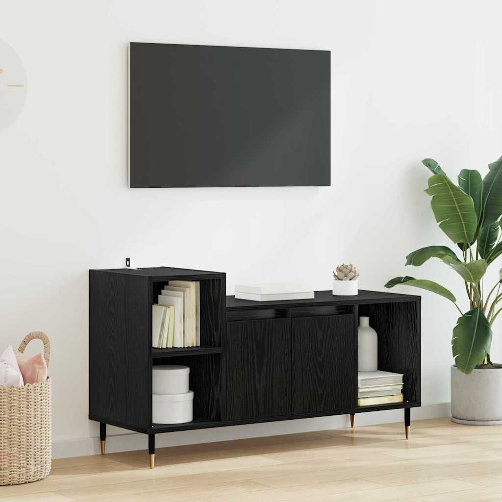 TV-Schränk Schwarz Eichen-Optik 100 x 35 x 55 cm Holzwerkstoff