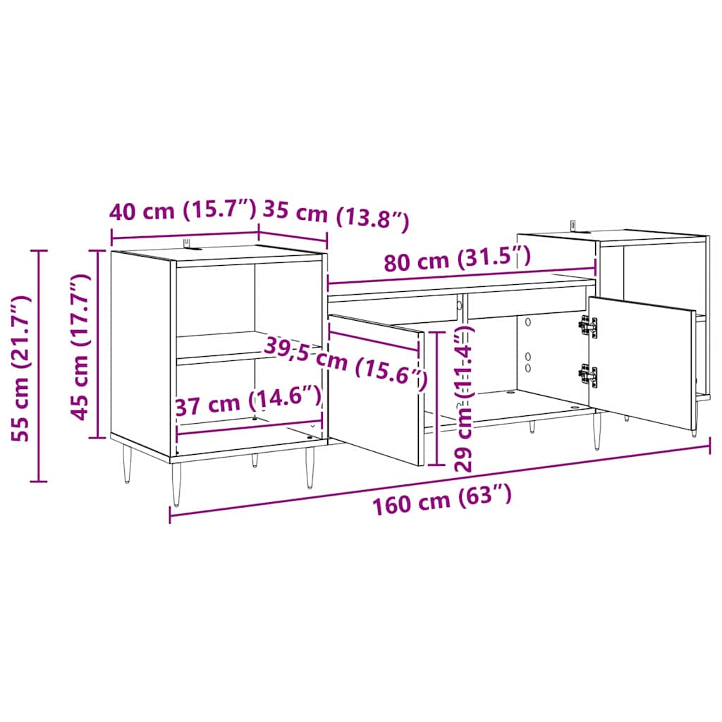 TV-Schränk Artisan-Eiche 160 x 35 x 55 cm Holzwerkstoff