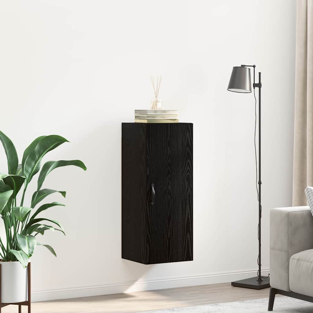 Wandschrank Schwarz Eichen-Optik 34,5 x 34 x 90 cm