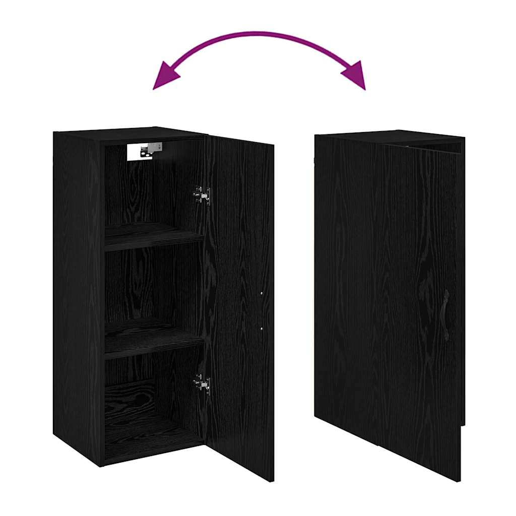 Wandschrank Schwarz Eichen-Optik 34,5 x 34 x 90 cm
