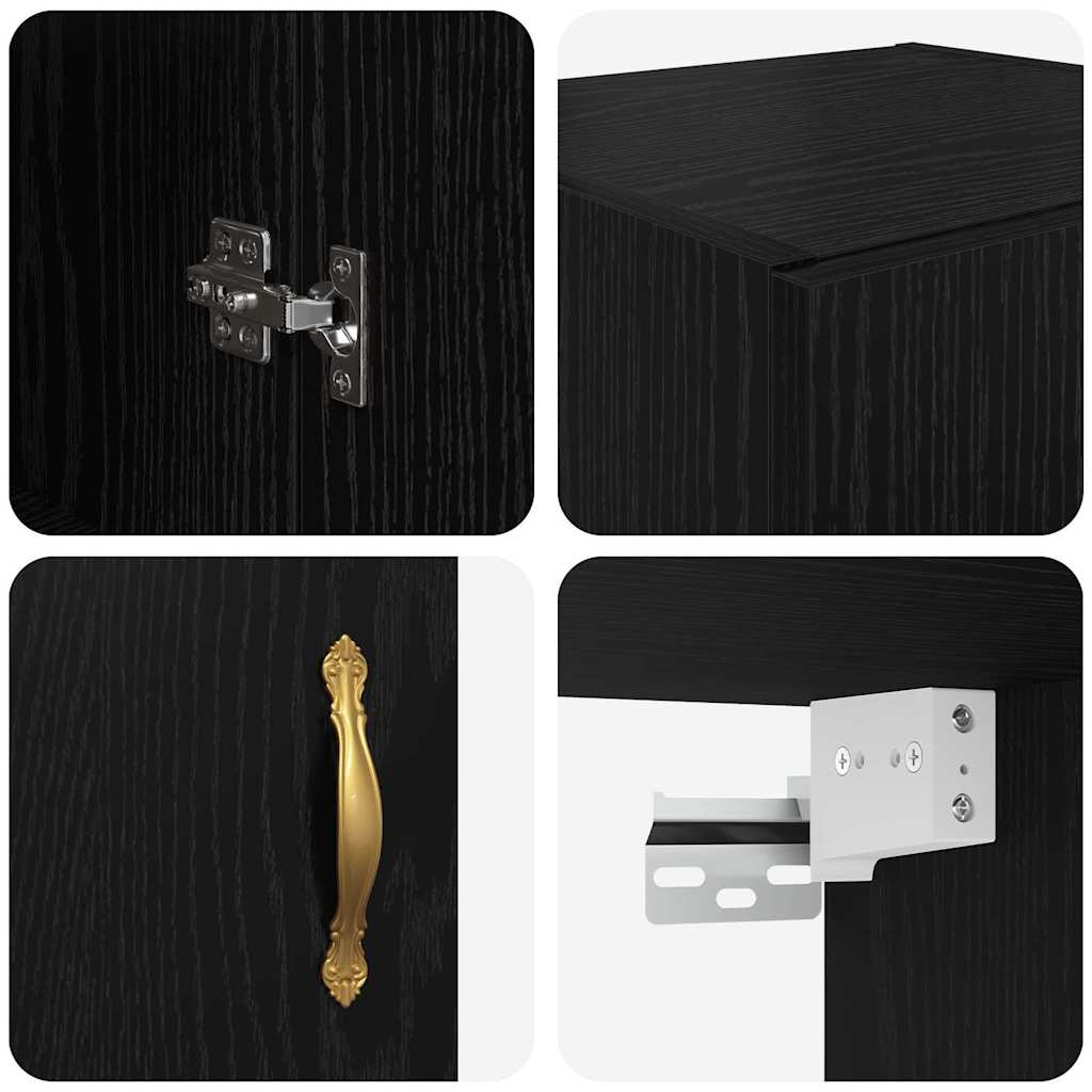 Wandschrank Schwarz Eichen-Optik 69,5 x 34 x 90 cm