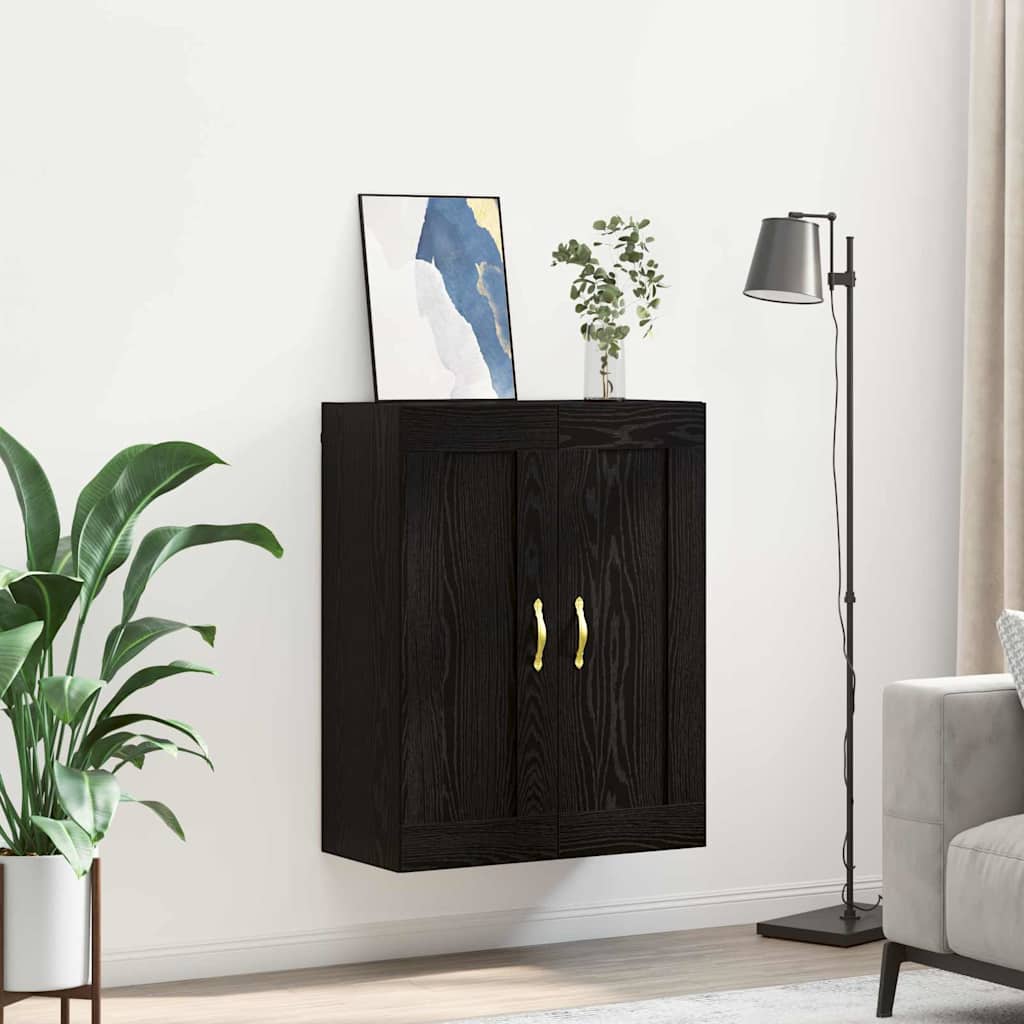 Wandschrank Schwarz Eichen-Optik 69,5 x 34 x 90 cm
