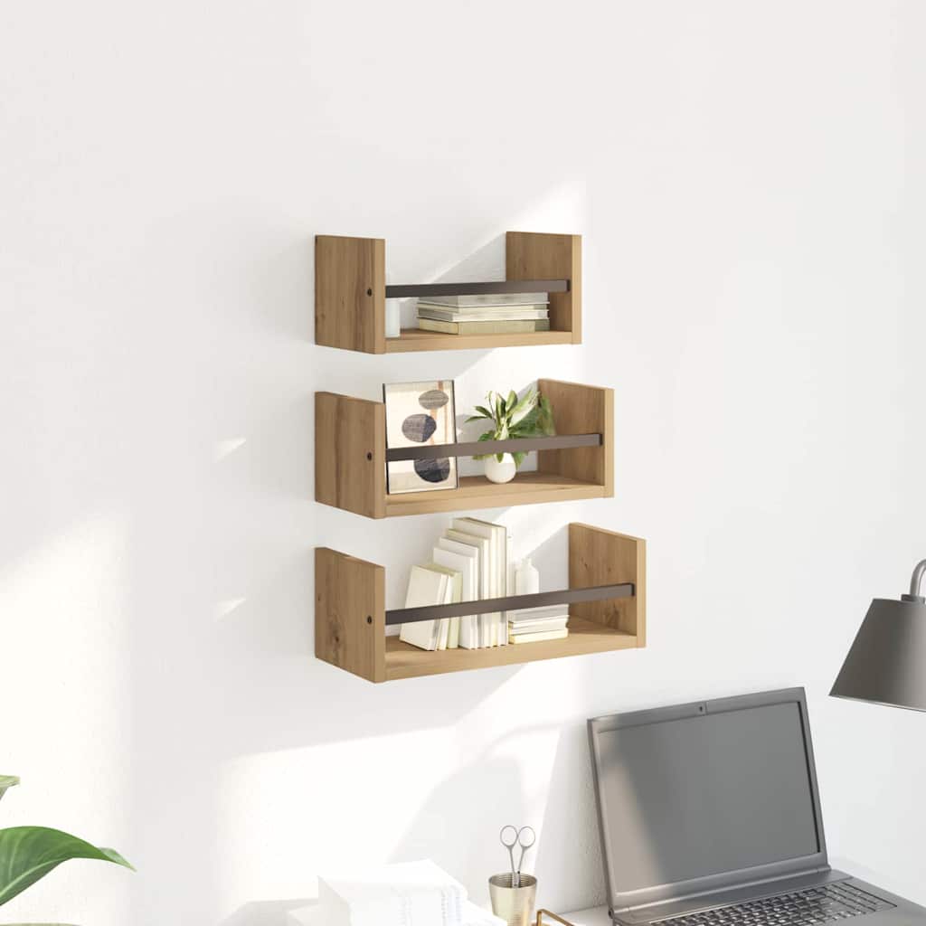 Wandregal-Set 3 pcs Artisan-Eiche 40x16x14cm Holzwerkstoff