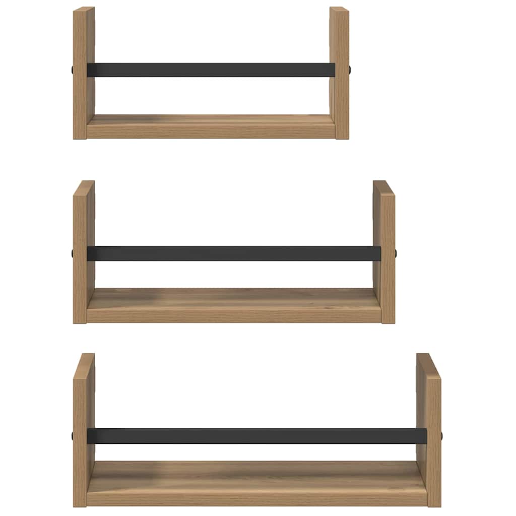 Wandregal-Set 3 pcs Artisan-Eiche 40x16x14cm Holzwerkstoff