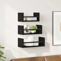 Wandregal-Set mit Regal 3 pcs Schwarz Eichen-Optik 40x16x14cm