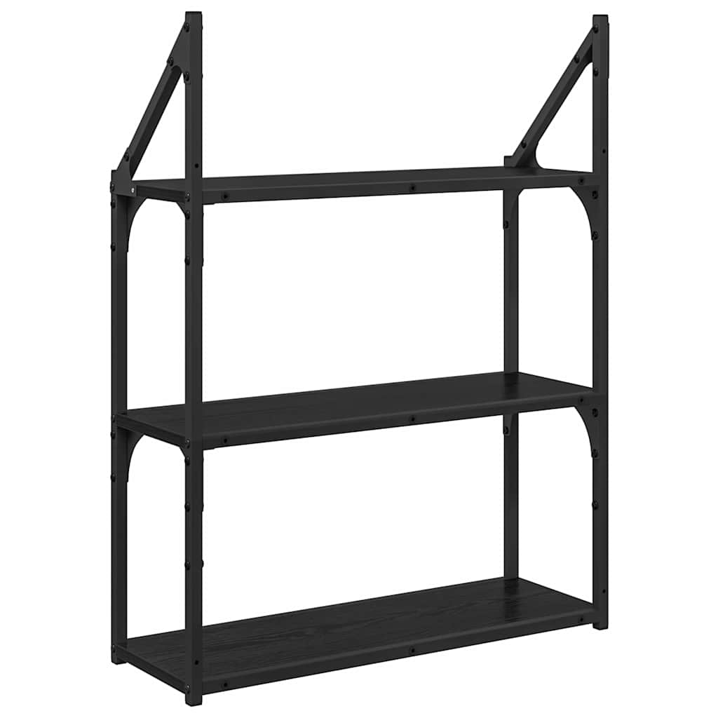 Wandregal Schwarz Eichen-Optik 60 x 21 x 78,5 cm Holzwerkstoff