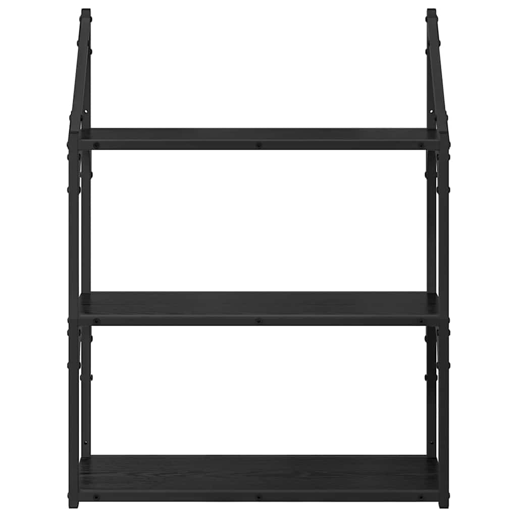 Wandregal Schwarz Eichen-Optik 60 x 21 x 78,5 cm Holzwerkstoff
