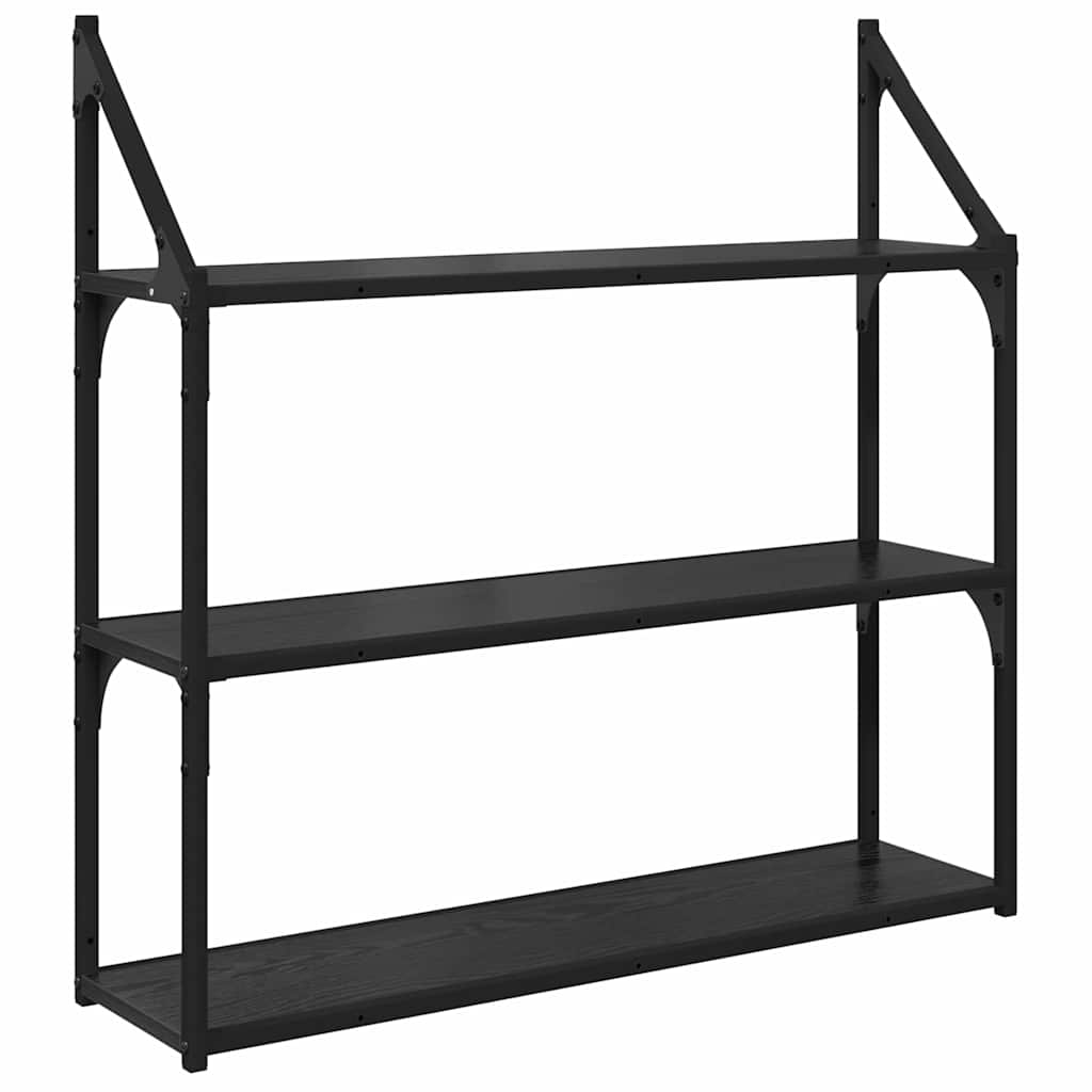 Wandregal Schwarz Eichen-Optik 80 x 21 x 78,5 cm Holzwerkstoff