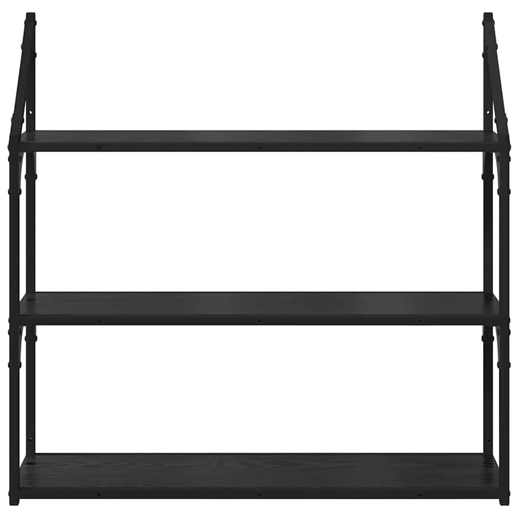 Wandregal Schwarz Eichen-Optik 80 x 21 x 78,5 cm Holzwerkstoff