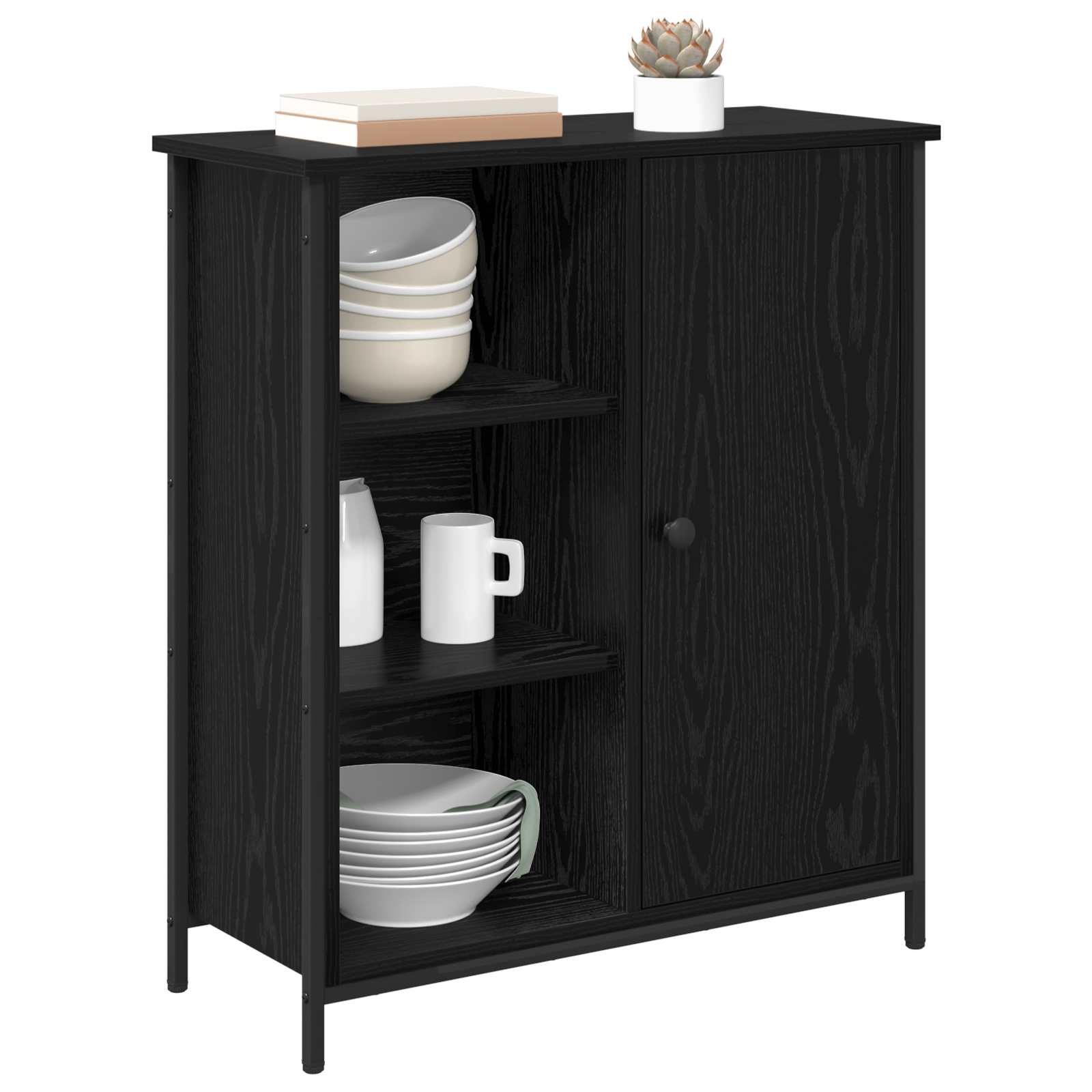 Sideboard Schwarz Eichen-Optik 70 x 30 x 80 cm Holzwerkstoff