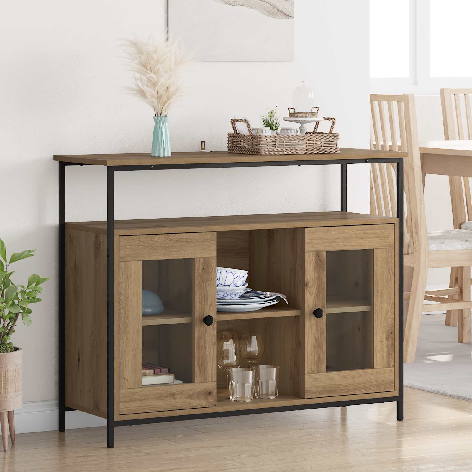 Sideboard Artisan-Eiche 100 x 35 x 80 cm Holzwerkstoff