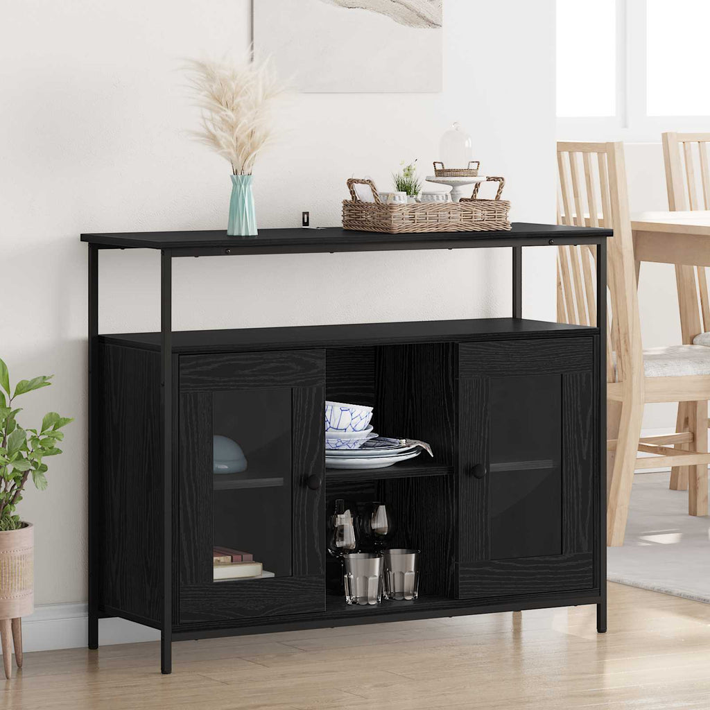 Sideboard Schwarz Eichen-Optik 100 x 35 x 80 cm Holzwerkstoff