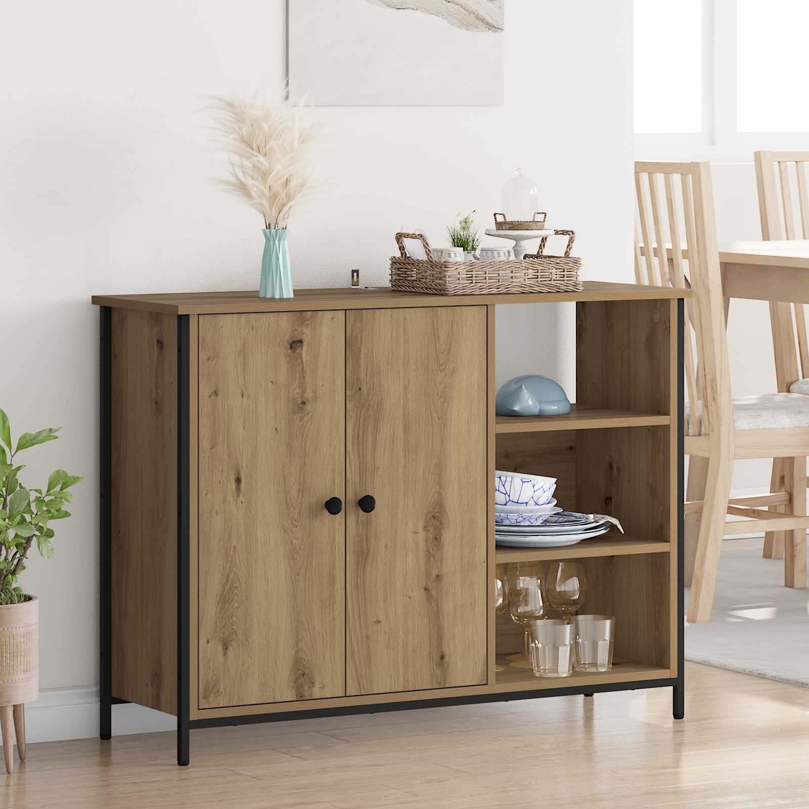 Sideboard Artisan-Eiche 100 x 33 x 75 cm Holzwerkstoff