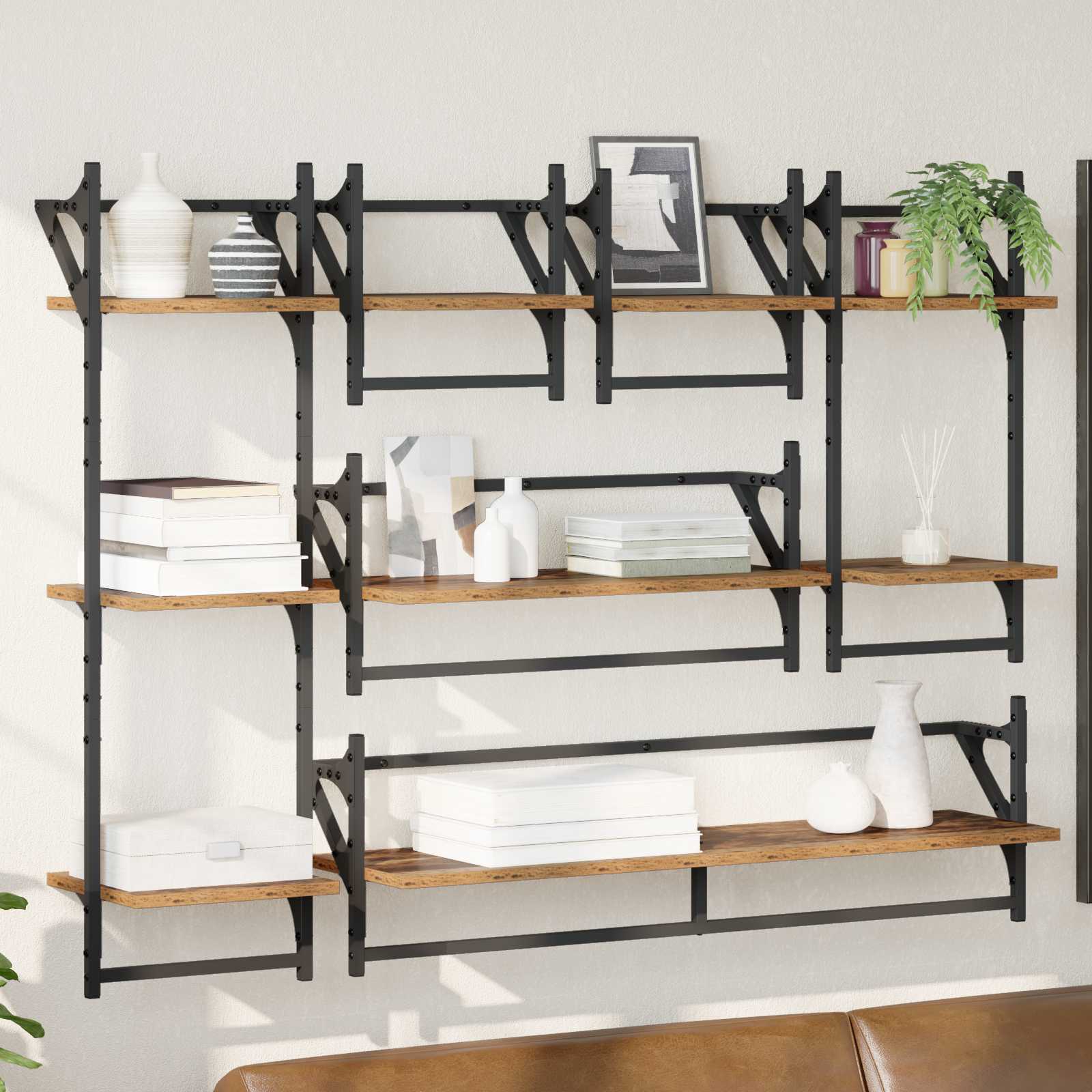 Wandregal-Set 6 pcs Altholz 100 x 25 x 30 cm Holzwerkstoff