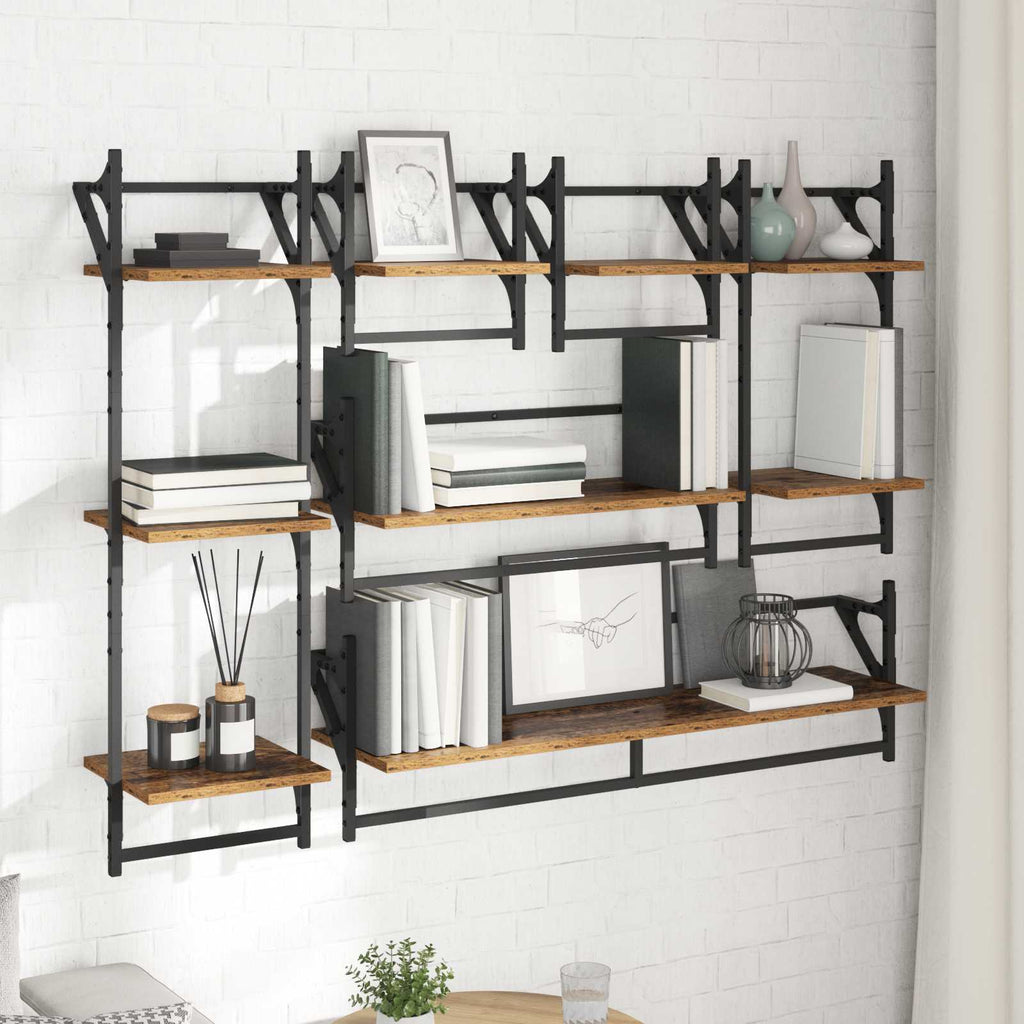 Wandregal-Set 6 pcs Altholz 100 x 25 x 30 cm Holzwerkstoff