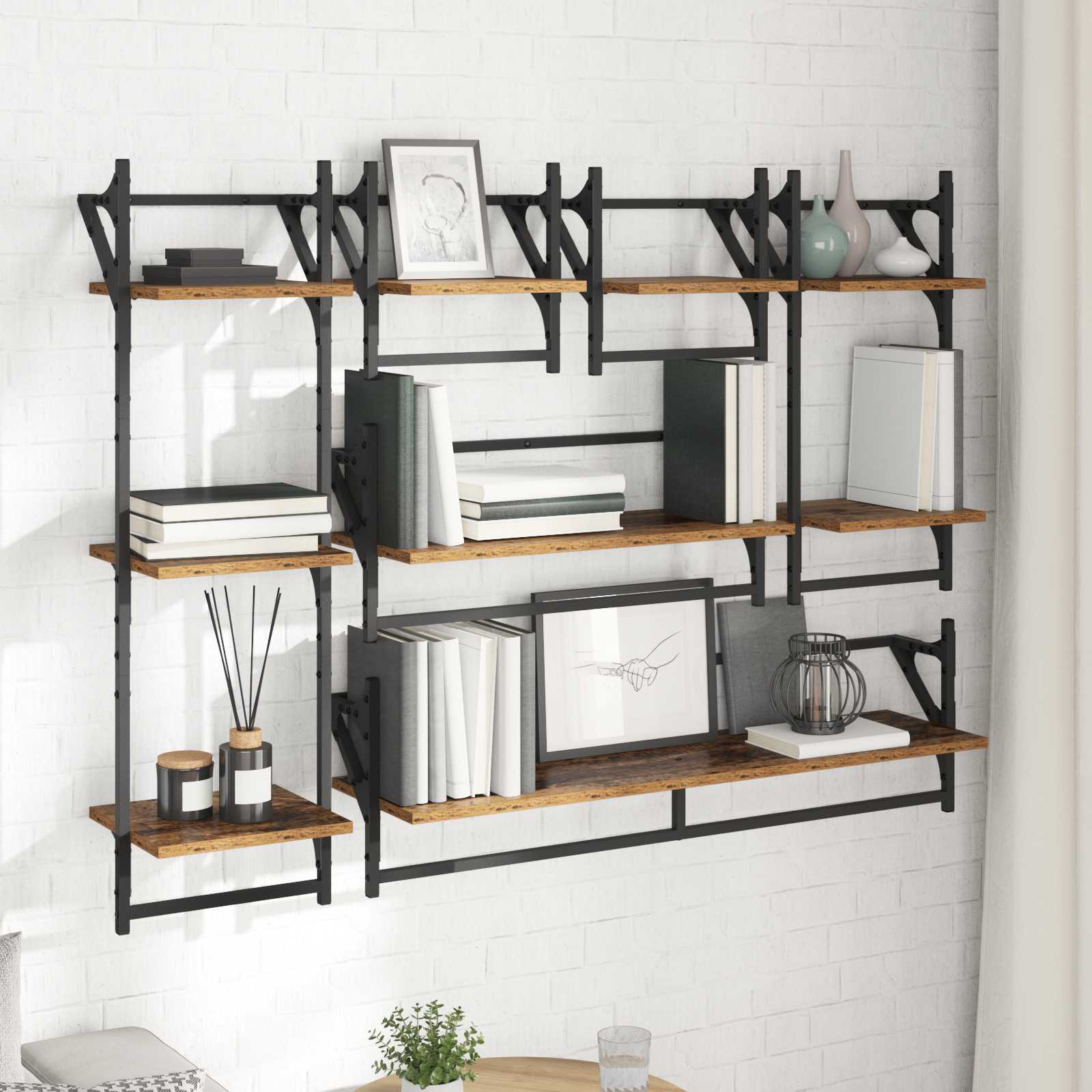 Wandregal-Set 6 pcs Altholz 100 x 25 x 30 cm Holzwerkstoff
