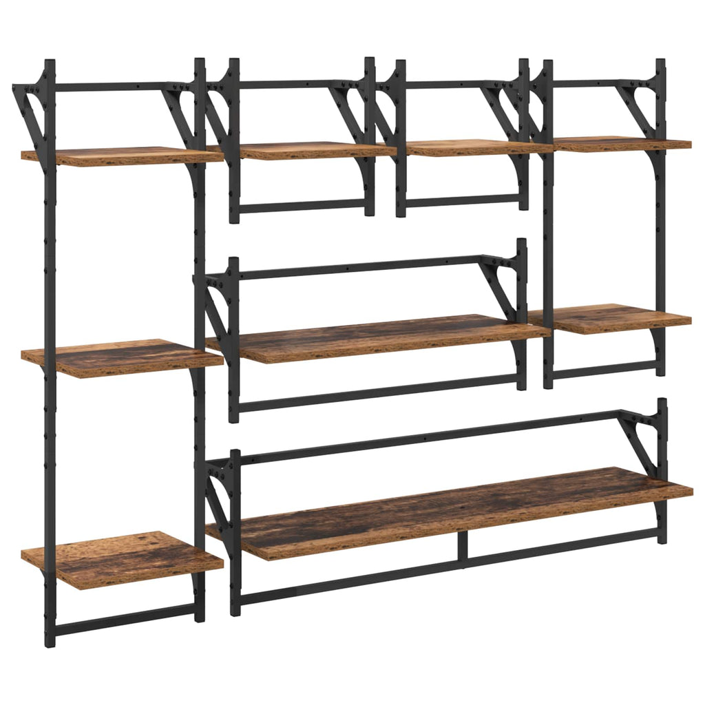 Wandregal-Set 6 pcs Altholz 100 x 25 x 30 cm Holzwerkstoff