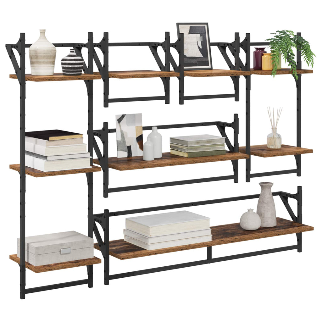 Wandregal-Set 6 pcs Altholz 100 x 25 x 30 cm Holzwerkstoff