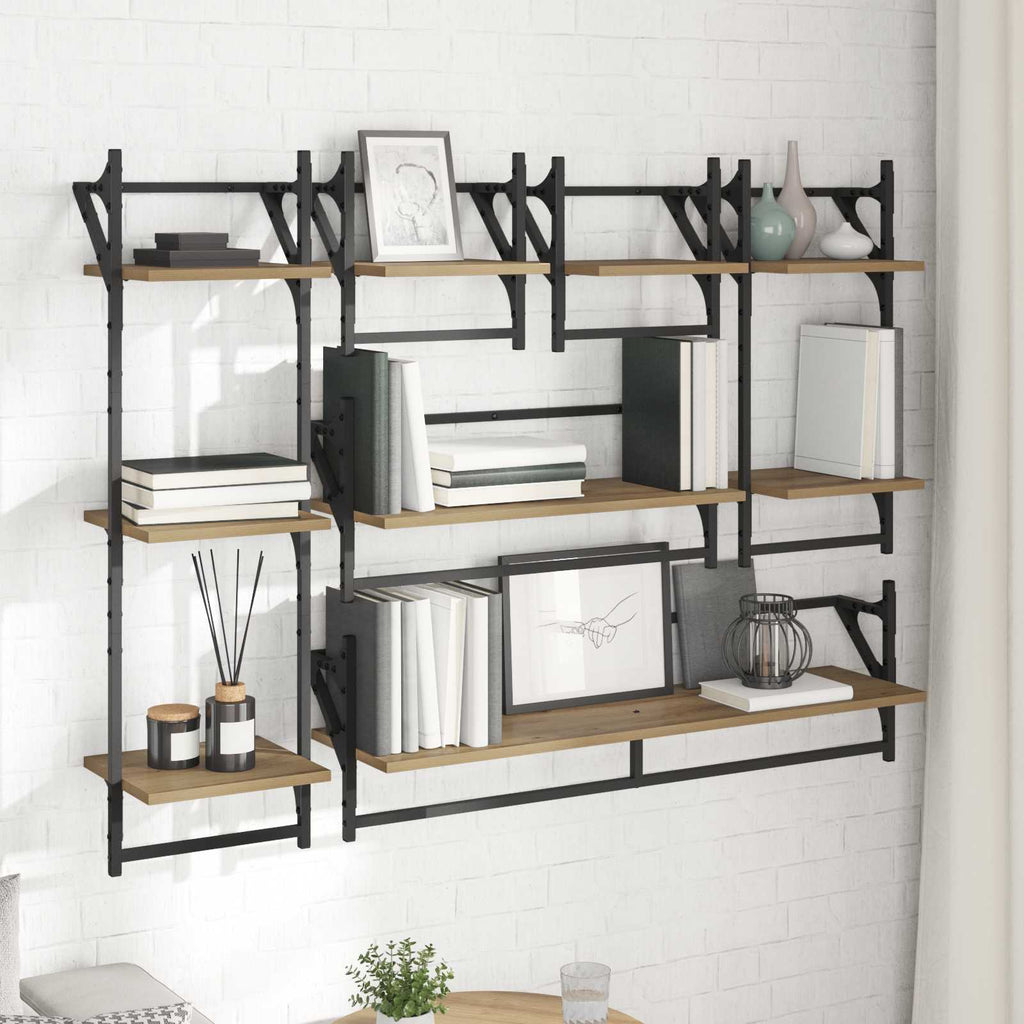 Wandregal-Set mit Regal 6 pcs Artisan-Eiche 100 x 25 x 30 cm