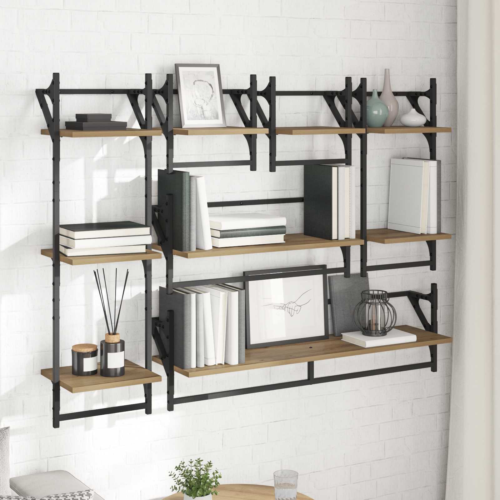 Wandregal-Set mit Regal 6 pcs Artisan-Eiche 100 x 25 x 30 cm