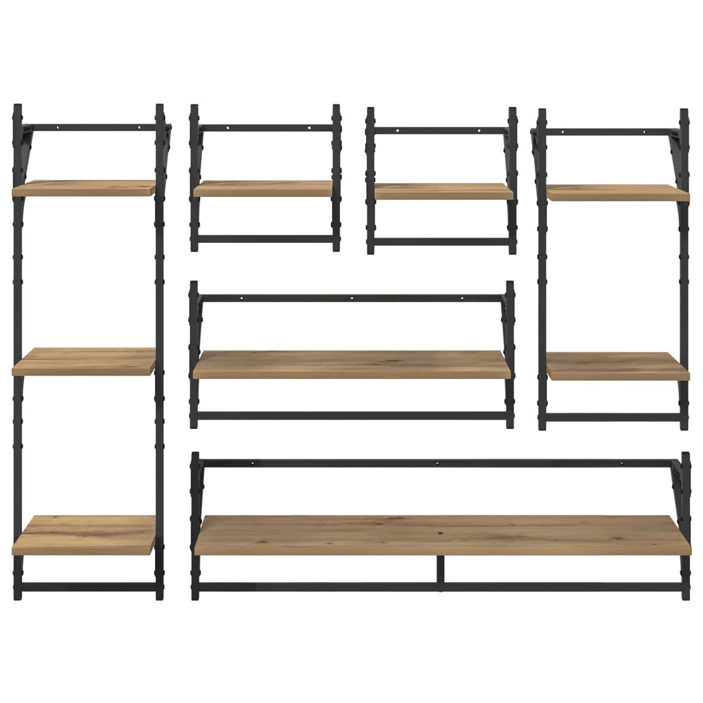 Wandregal-Set mit Regal 6 pcs Artisan-Eiche 100 x 25 x 30 cm