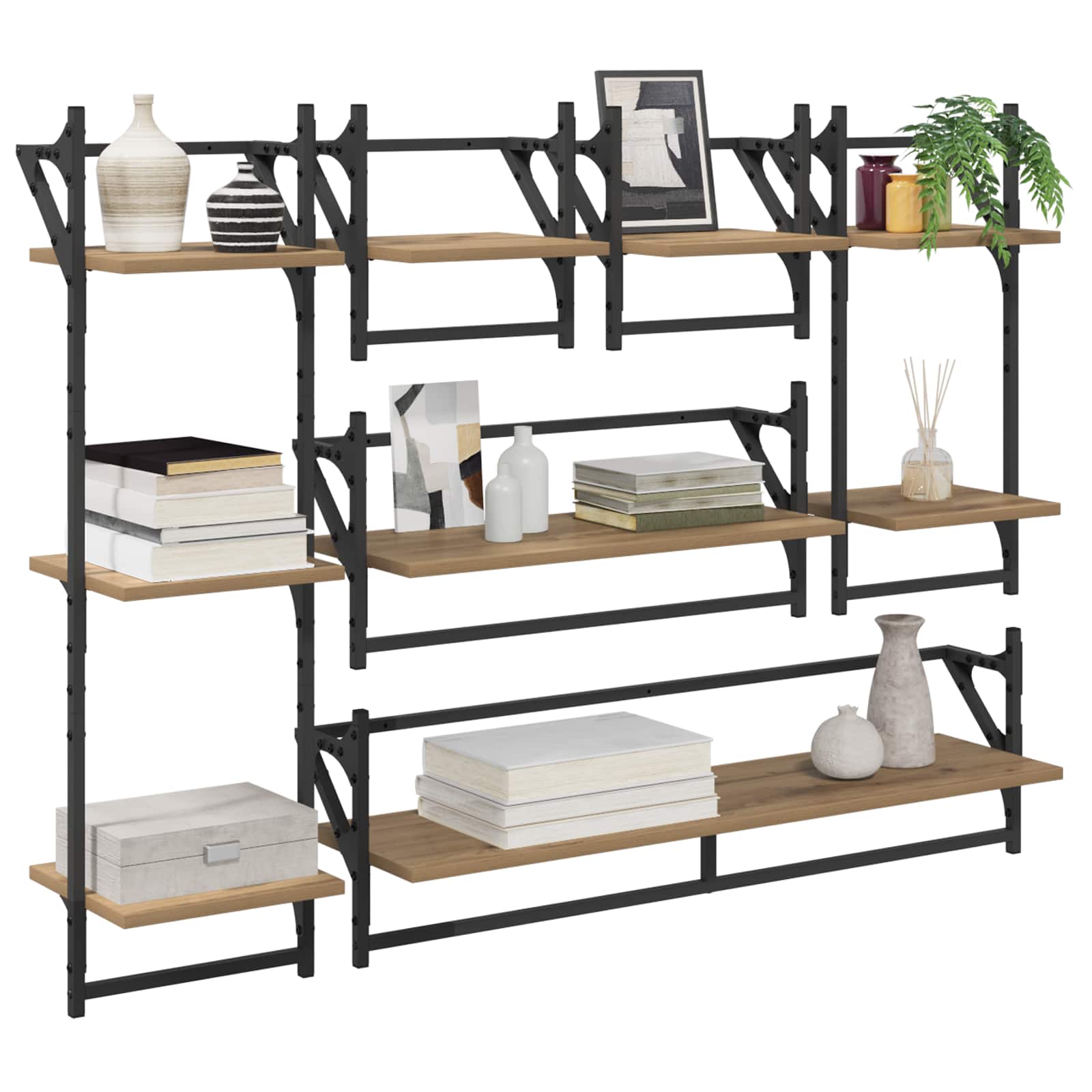 Wandregal-Set mit Regal 6 pcs Artisan-Eiche 100 x 25 x 30 cm