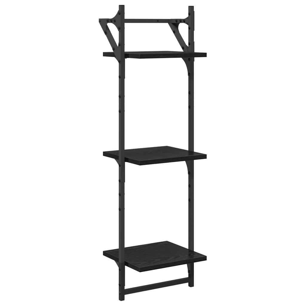 Wandregal-Set 6 pcs Schwarz Eichen-Optik 100 x 25 x 30 cm