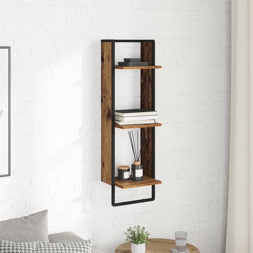 Wandregal mit Regal Altholz 30 x 25 x 100 cm Holzwerkstoff