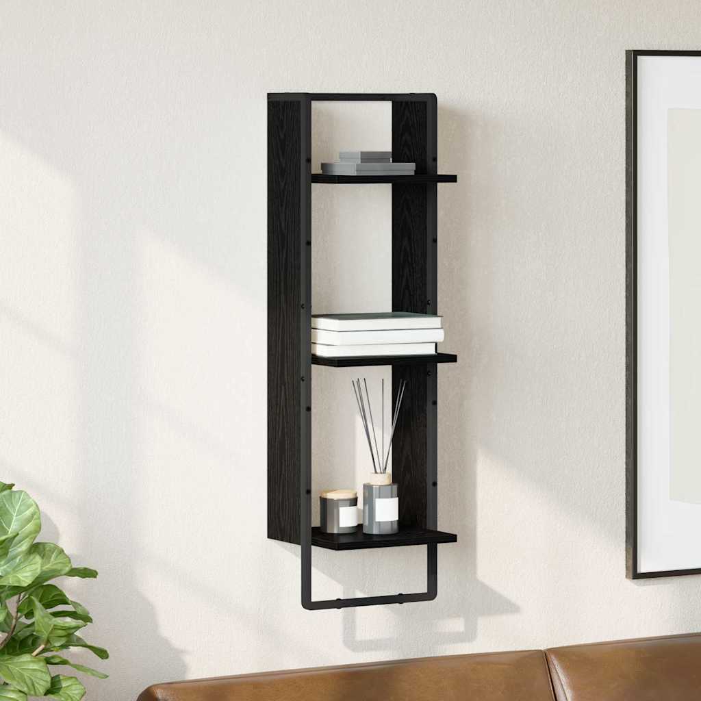Wandregal Schwarz Eichen-Optik 30 x 25 x 100 cm Holzwerkstoff