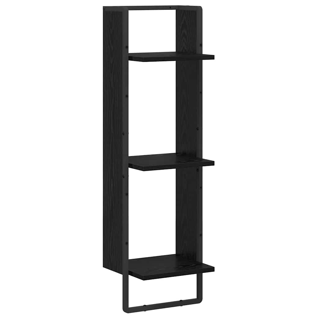 Wandregal Schwarz Eichen-Optik 30 x 25 x 100 cm Holzwerkstoff