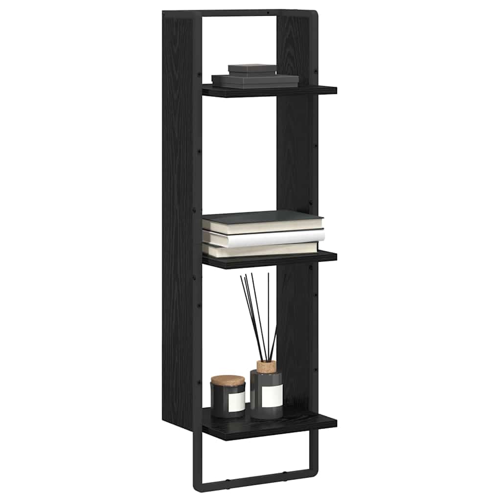 Wandregal Schwarz Eichen-Optik 30 x 25 x 100 cm Holzwerkstoff