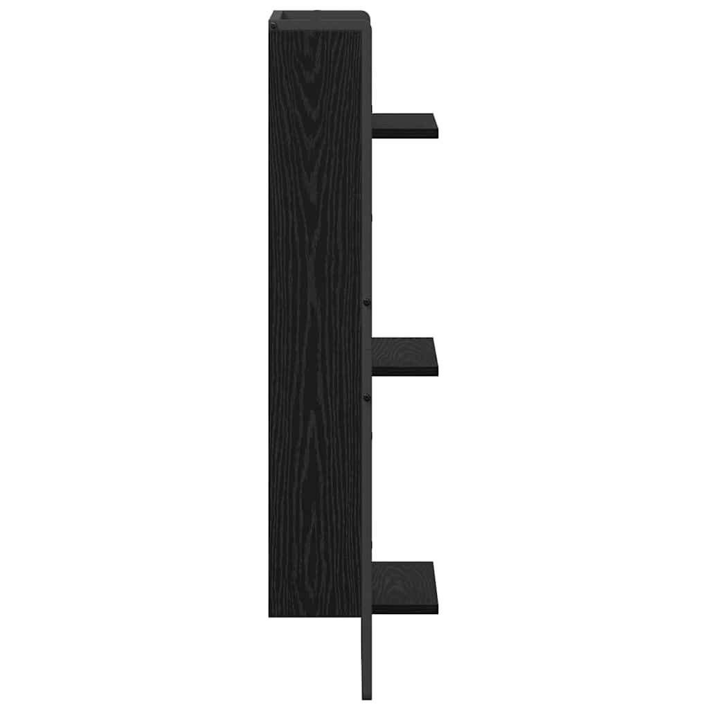 Wandregal Schwarz Eichen-Optik 30 x 25 x 100 cm Holzwerkstoff