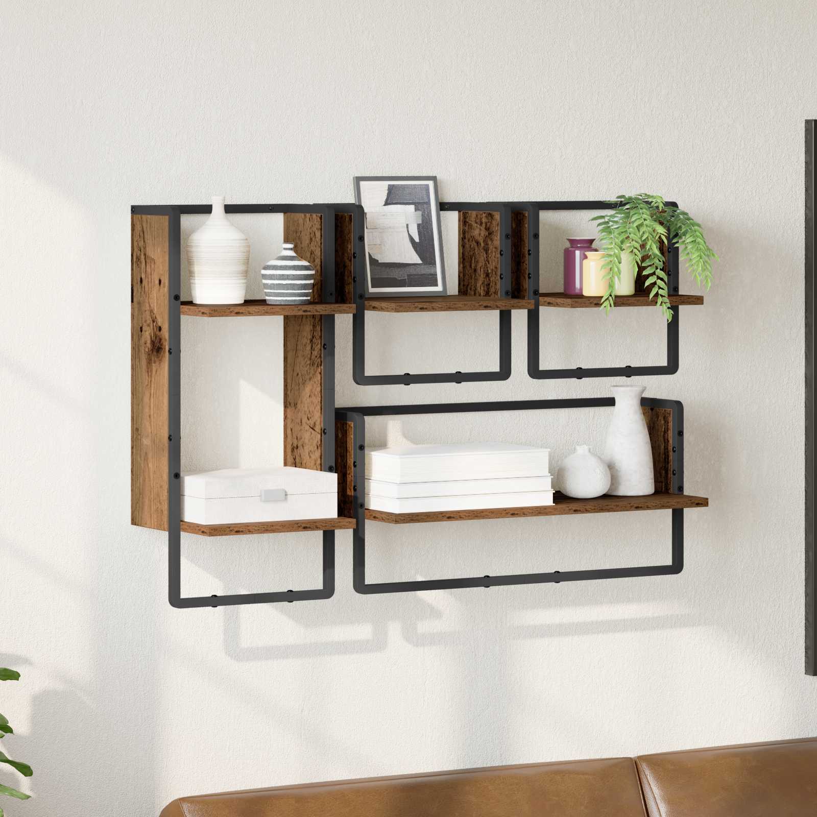 Wandregal-Set 4 pcs Altholz 65 x 25 x 30 cm Holzwerkstoff