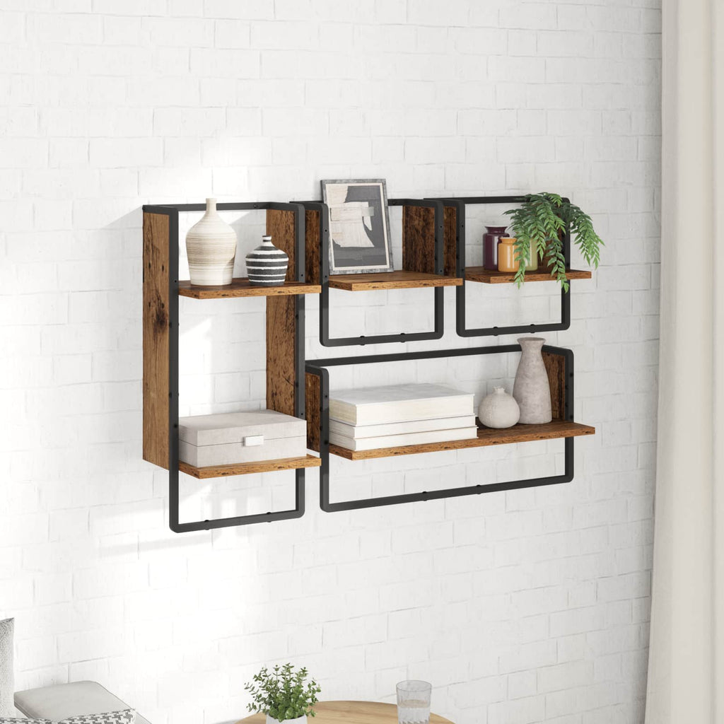 Wandregal-Set 4 pcs Altholz 65 x 25 x 30 cm Holzwerkstoff