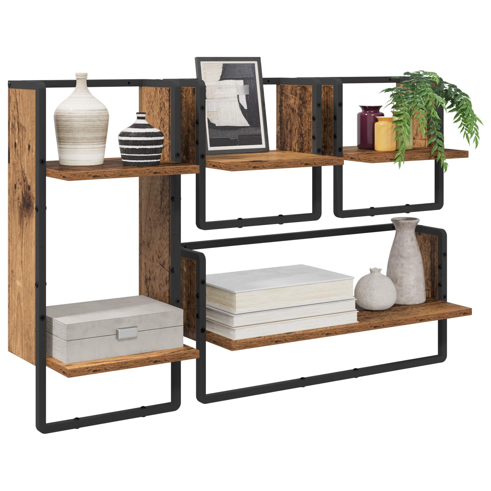 Wandregal-Set 4 pcs Altholz 65 x 25 x 30 cm Holzwerkstoff