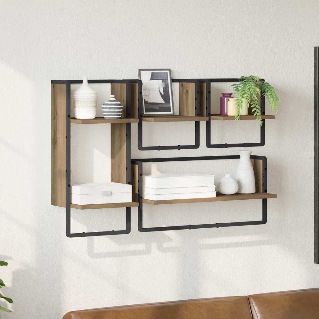 Wandregal-Set 4 pcs Artisan-Eiche 65 x 25 x 30 cm Holzwerkstoff