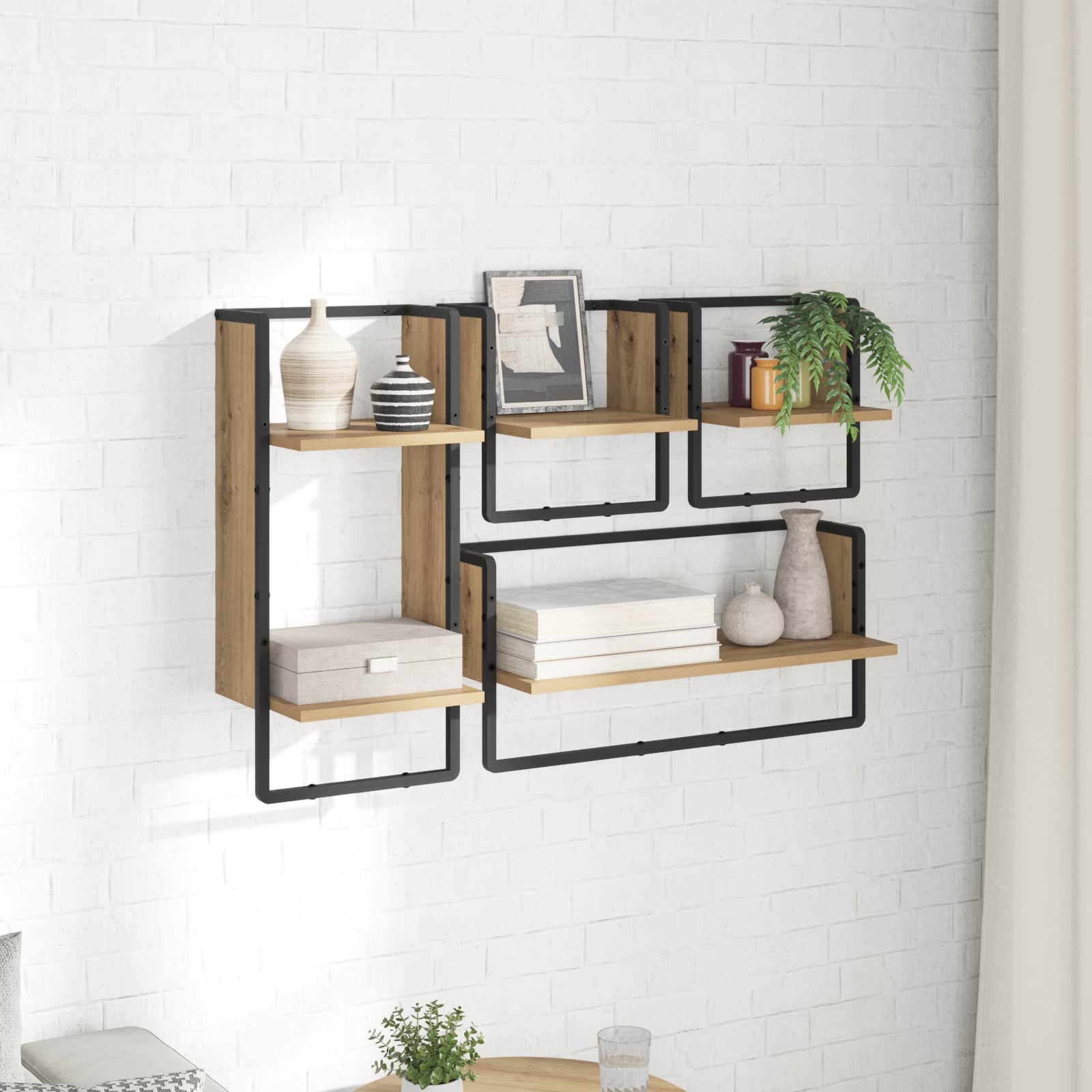 Wandregal-Set 4 pcs Artisan-Eiche 65 x 25 x 30 cm Holzwerkstoff