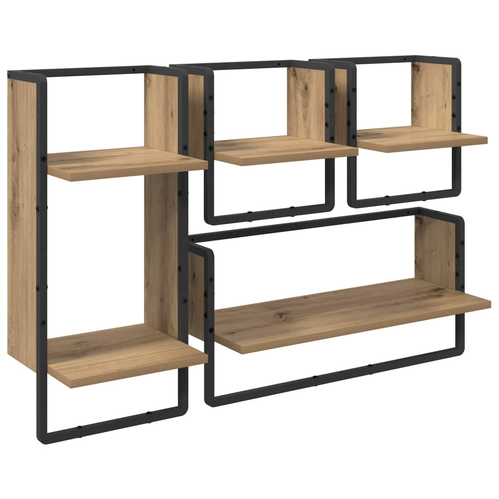 Wandregal-Set 4 pcs Artisan-Eiche 65 x 25 x 30 cm Holzwerkstoff