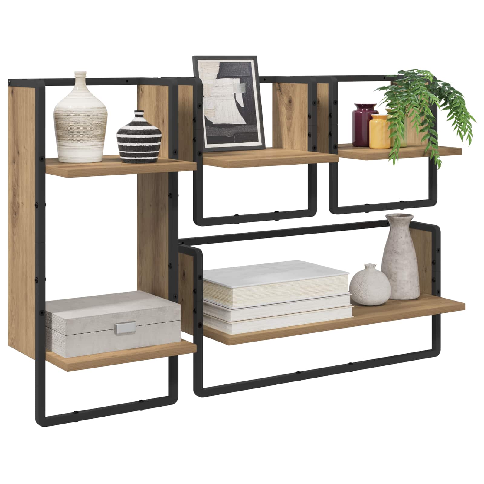 Wandregal-Set 4 pcs Artisan-Eiche 65 x 25 x 30 cm Holzwerkstoff