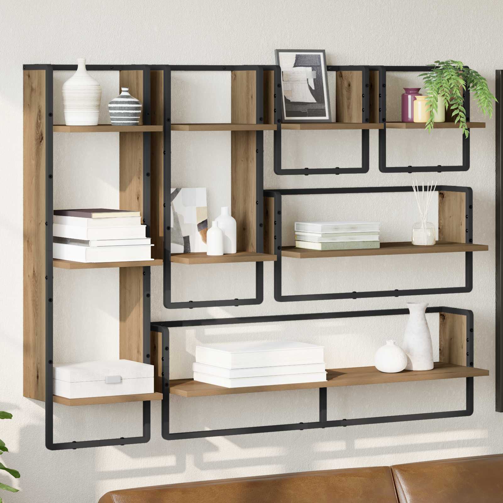 Wandregal-Set mit Regal 6 pcs Artisan-Eiche 100 x 25 x 30 cm