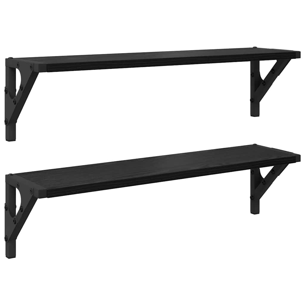 Wandregale 2 pcs Schwarz Eichen-Optik 60 x 15 x 15,5 cm