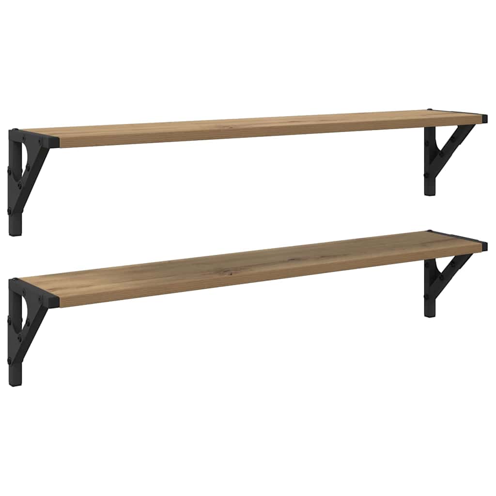 Wandregale 2 pcs Artisan-Eiche 80 x 15 x 15,5 cm Holzwerkstoff