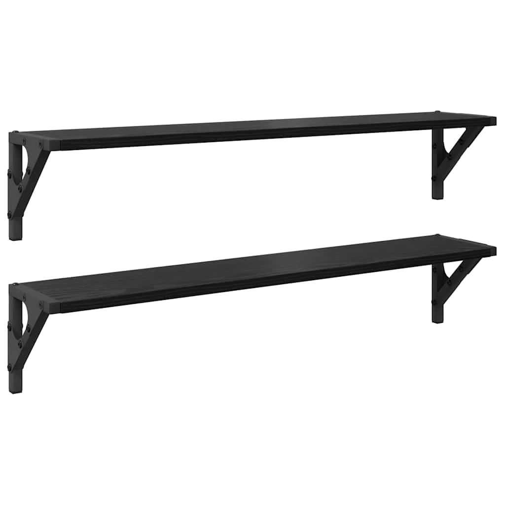 Wandregale 2 pcs Schwarz Eichen-Optik 80 x 15 x 15,5 cm