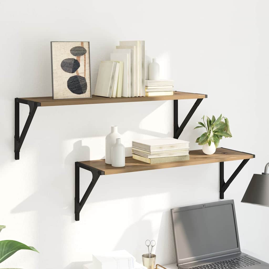 Wandregale 2 pcs Artisan-Eiche 80 x 25 x 25,5 cm Holzwerkstoff