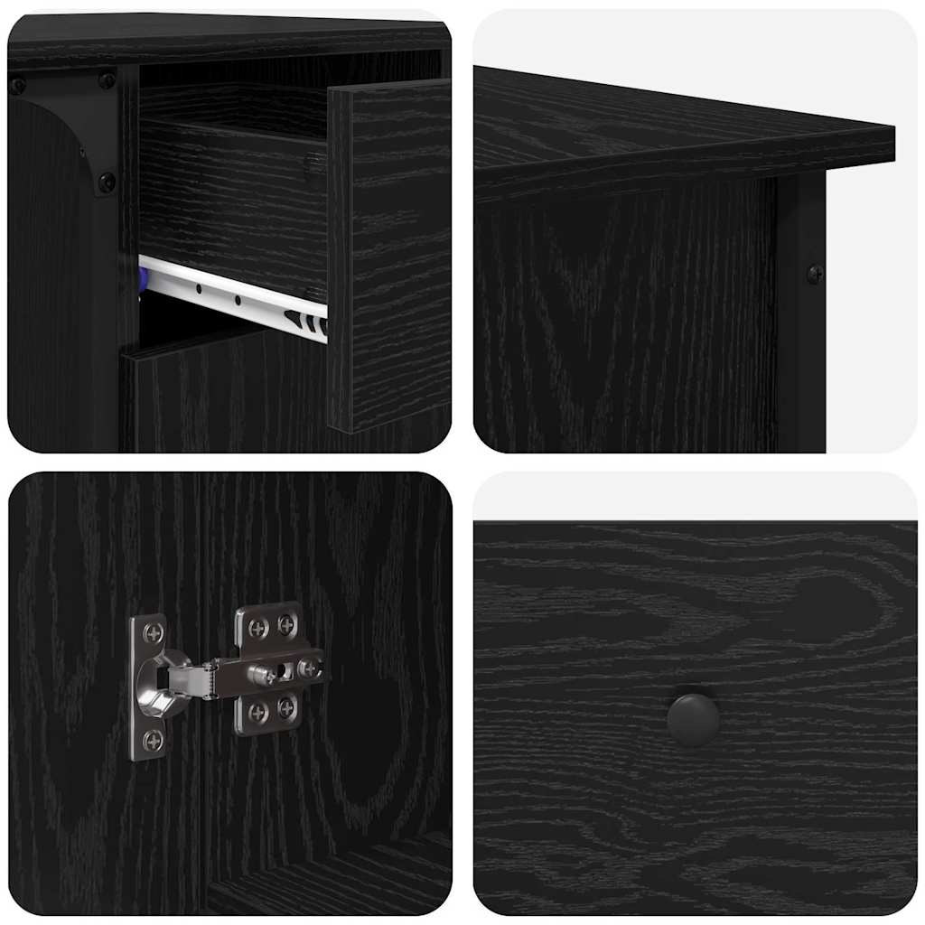 Schreibtisch Schwarz Eichen-Optik 141 x 141 x 75 cm