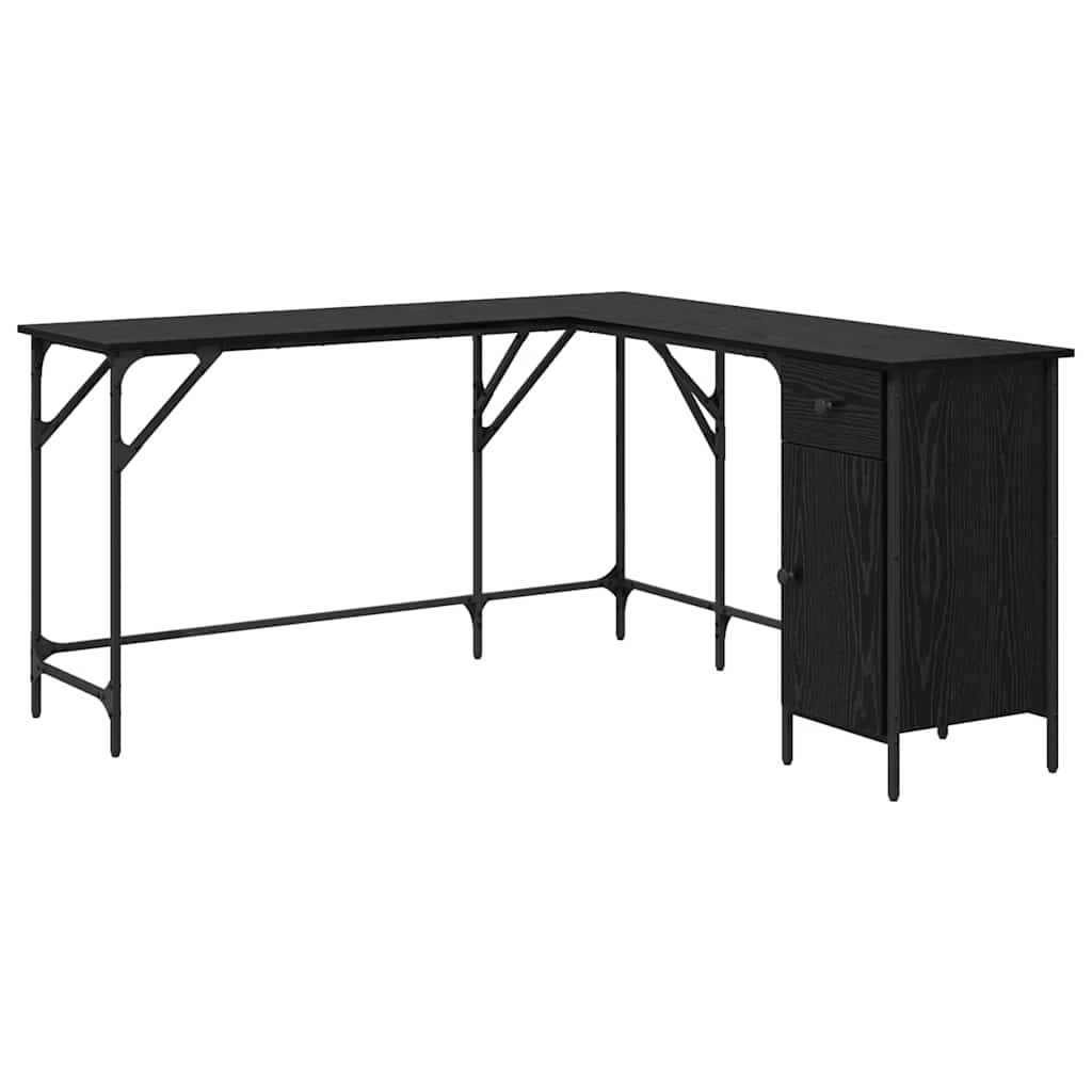 Schreibtisch Schwarz Eichen-Optik 141 x 141 x 75 cm