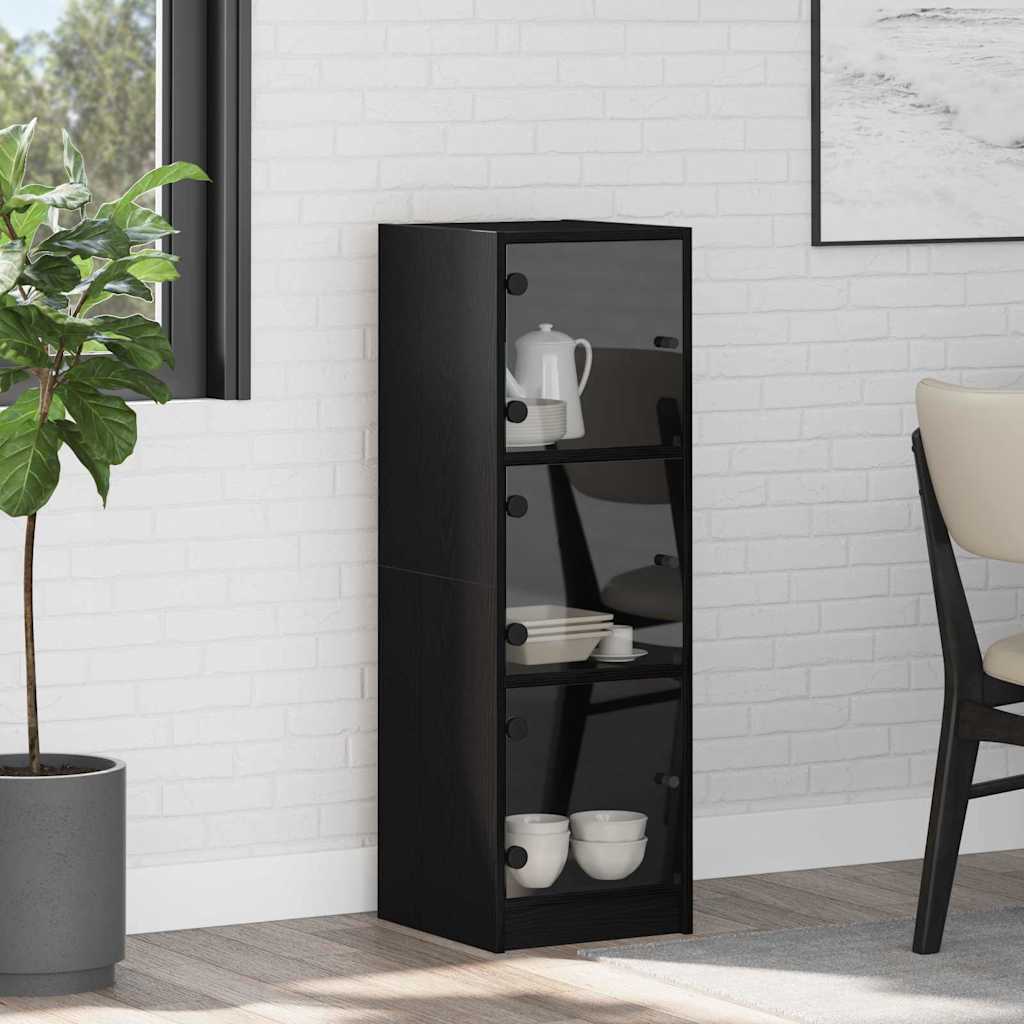 Highboard Schwarz Eichen-Optik 35 x 37 x 109 cm Holzwerkstoff