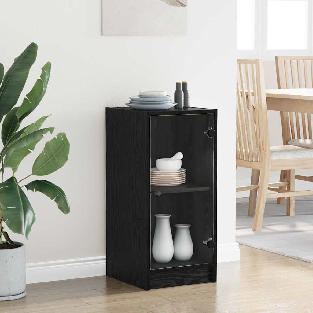 Sideboard Schwarz Eichen-Optik 35 x 37 x 76 cm Holzwerkstoff